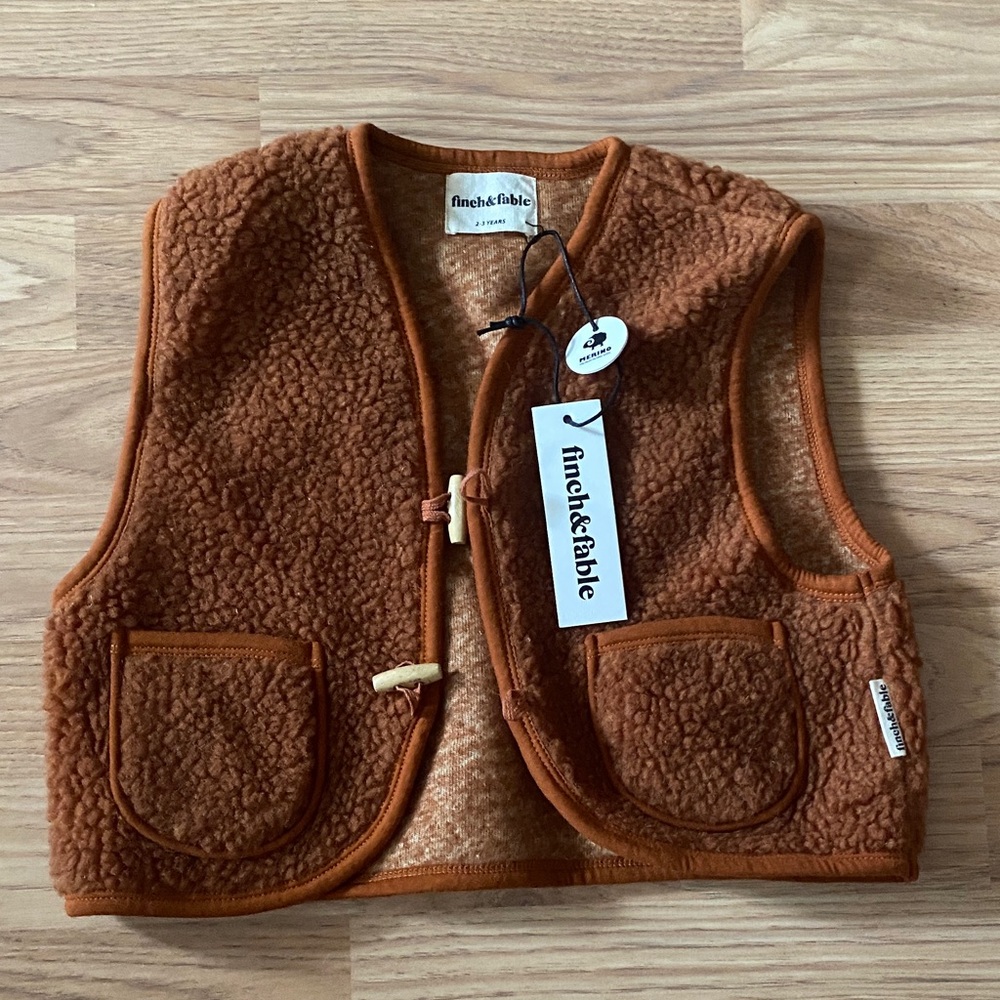 Brand new wool blend Sherpa kids vest